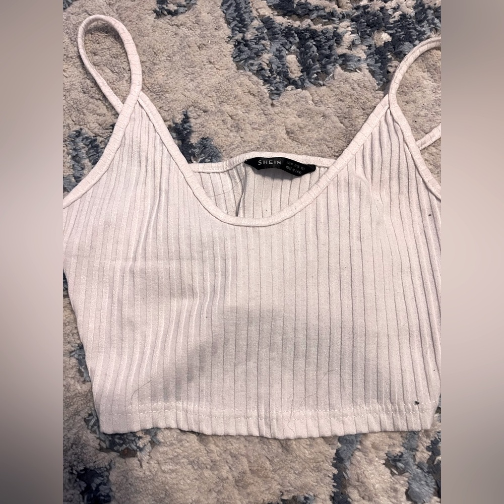 SHEIN Cream Ribbed Camisole Top